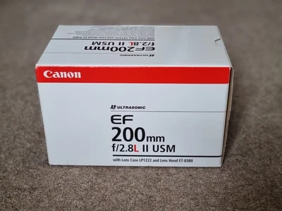 Canon EF 200mm F2.8 L USM Lens, Both Caps, Bag & Hood In Original Packaging - Image 1 of 4