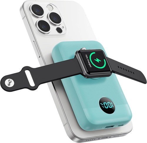 Magnetic Portable Charger 10800mAh,4-in-1 Wireless Power Bank with Watch Charger