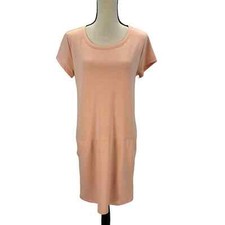 Caslon Short Sleeve Round Neck Tee Shirt Dress - Peach - size XSmall