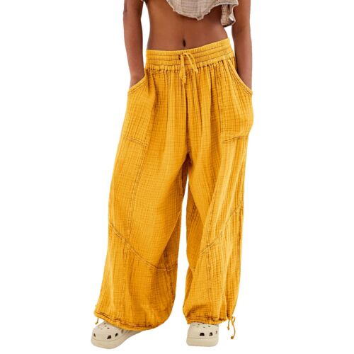 Damen Cargohose Baggy weites Bein locker hoher Bund Taschen Jogginghose Hose - Bild 47 von 48