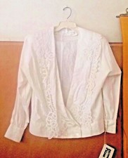 New Paperwhite Embroidery White Lace Jacket Size 6 Made Entirely By Hand