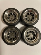 1/18 scale modified tuning rally Aluminium 13” MINILITE WHEELS in gun metal grey