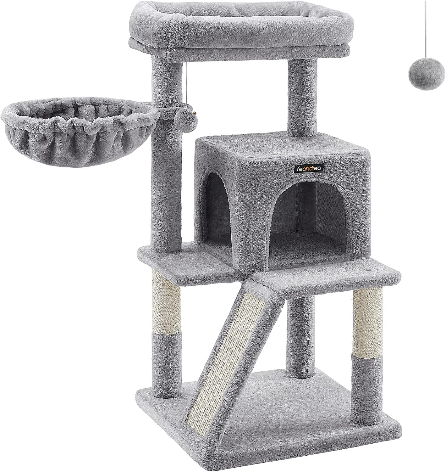 Albero per Gatti, Tiragraffi Trespolo per Gatti, Grigio Chiaro PCT51W foto 2