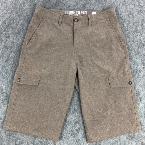 BKE Hybrid Shorts Mens 30 Tan Cargo Pockets Flat Front Mid Rise Standard Fit