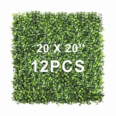 Artificial Grass Wall Panel, 12Pcs 20x20'' UV Protected Greenery Garden Fence