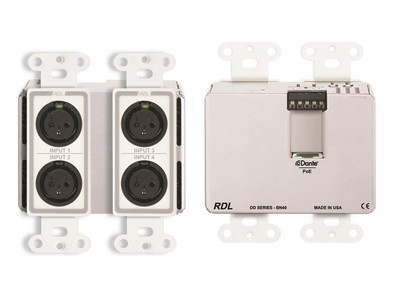 RDL DD-BN40 4x2 Wall-Mounted Bi-Directional Mic/Line Dante Interface/White