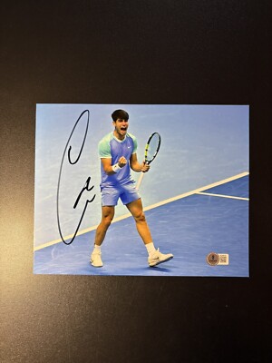 カルロスアルカラス ウィンブルドンウィナー 直筆サインフォト CARLOS ALCARAZ SIGNED US OPEN WIMBLEDON FRENCH 8X10 PHOTO BECKETT