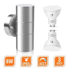 8W LED Wand Leuchte Edelstahl Lampe Außen Innen Up Down IP65 Farben veränderbar