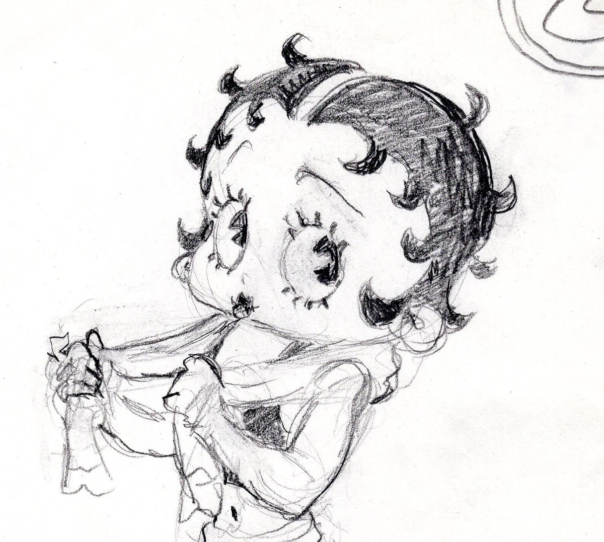 VTG 1970's BETTY BOOP ORIGINAL PENCIL SKETCH DRAWING WITH KING