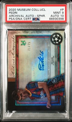 Carte Pedri FC Barcelona Rookie Sapphire /75 - Topps Museum Collection 2020 UCL, état Near Mint
