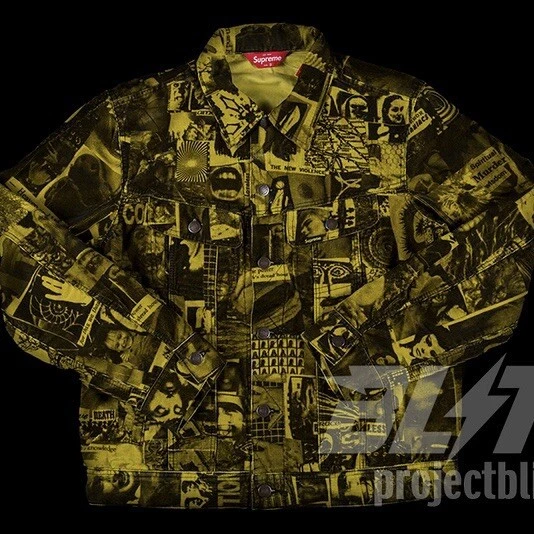 VESTE CAMIONNEUR VELOURS CÔTELÉ SS18 SUPREME VIBRATIONS JAUNE NOIR TAILLE S SMALL 2018