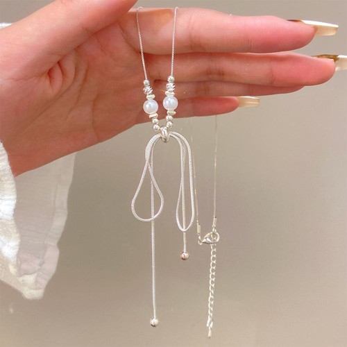 Long Bowknot Necklace Simple Fashion Sweater Chain for Women - Picture 6 of 13