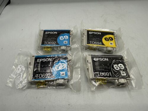GENUINE EPSON 69 2x T0692 CYAN 1x T0694 YELLOW 1x T0691 BLACK OEM INK CARTRIDGE
