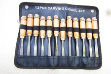 Wood carving chisel set in roll,12 pieces