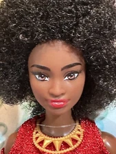 Black Barbie in Red Disco Dress w Natural Afro Anniversary Doll By Mattel ⭐️