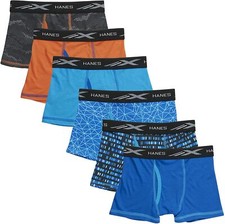 Hanes Boys Boxer Briefs Assorted Prints  Solids Size Medium 1 Pack 6 Shorts 