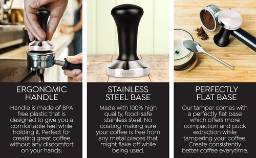 LuxHaus Manomissione espresso 58 mm - Manomissione caffè barista premium con base piatta - Foto 4 di 4