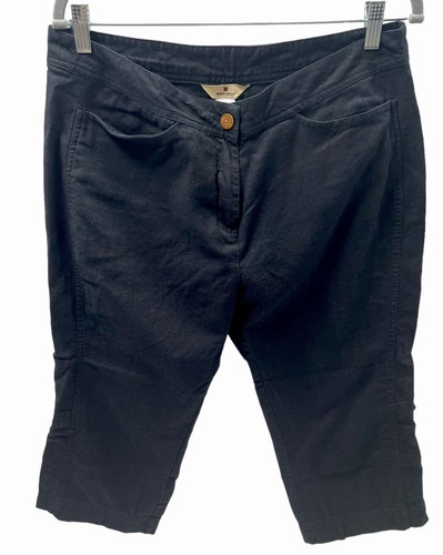 Woolrich Capri Pants Linen Cotton Black Size 14 Casual Pockets Women's - 第 1/6 張圖片