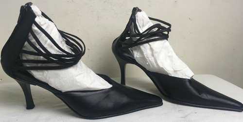 X-IT LAVORAZIONE ARTIGIANA MADEN ITALYLEATHERBLACKWOMEN'SSHOES HEELS SZ39- 8.5US - Picture 4 of 12