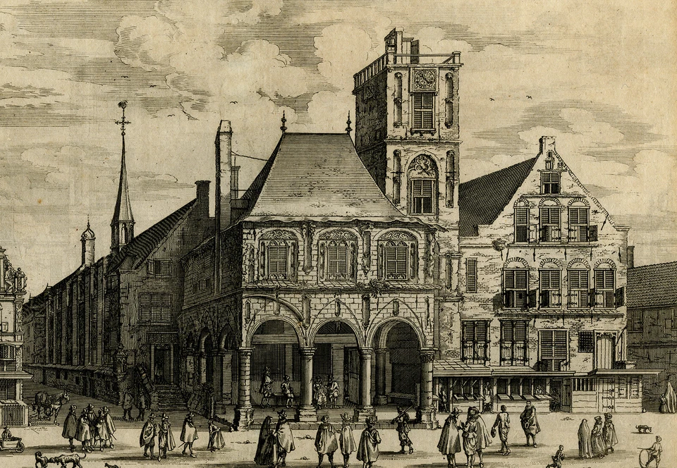 Antique Print-Oude Stadt Huys-Old city hall in Amsterdam-Dapper-Anonymous-1663 - Image 4 of 4