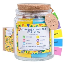 Conversation Cards for Kids In Jar, 150 Questions Jar, Table Topics Family, A...