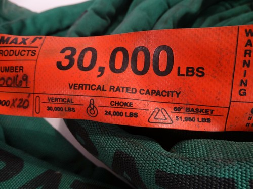 SLINGMAX 30,000LB CHOKER/VERTICAL/BASKET Twin Path Sling 20ft