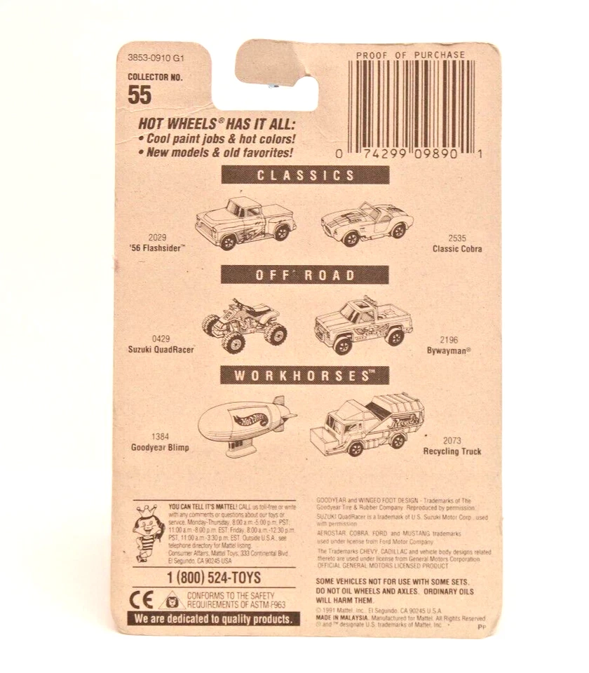 Vintage Hot Wheels Blue Card #55 Road Roller in Sterling Protector Case, NOS MOC - Image 4 of 4