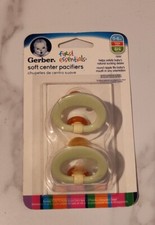 Gerber First Essentials White/Green Soft Center Pacifiers BPA Free 0-6 Months
