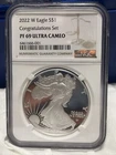 2022 W Proof $1 American Silver Eagle Congratulations Set NGC PF69UC Brown !.!