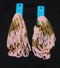 LOT of 2 Hildie & Jo Pink Glass Gold Bead Seed Strands Jewelry Crafts ++ NEW
