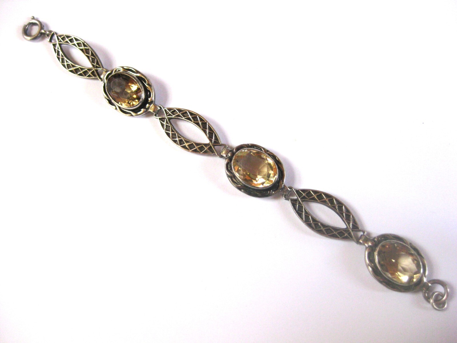 Silver Citrine Gemstone Bracelet Weighing 19.66 Grams-image