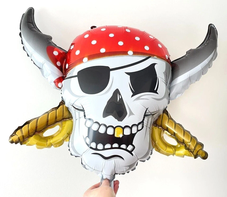 Pirate Skull Foil Balloon Skull and Crossbones Halloween 70cm Helium Quality - image 2 of 3