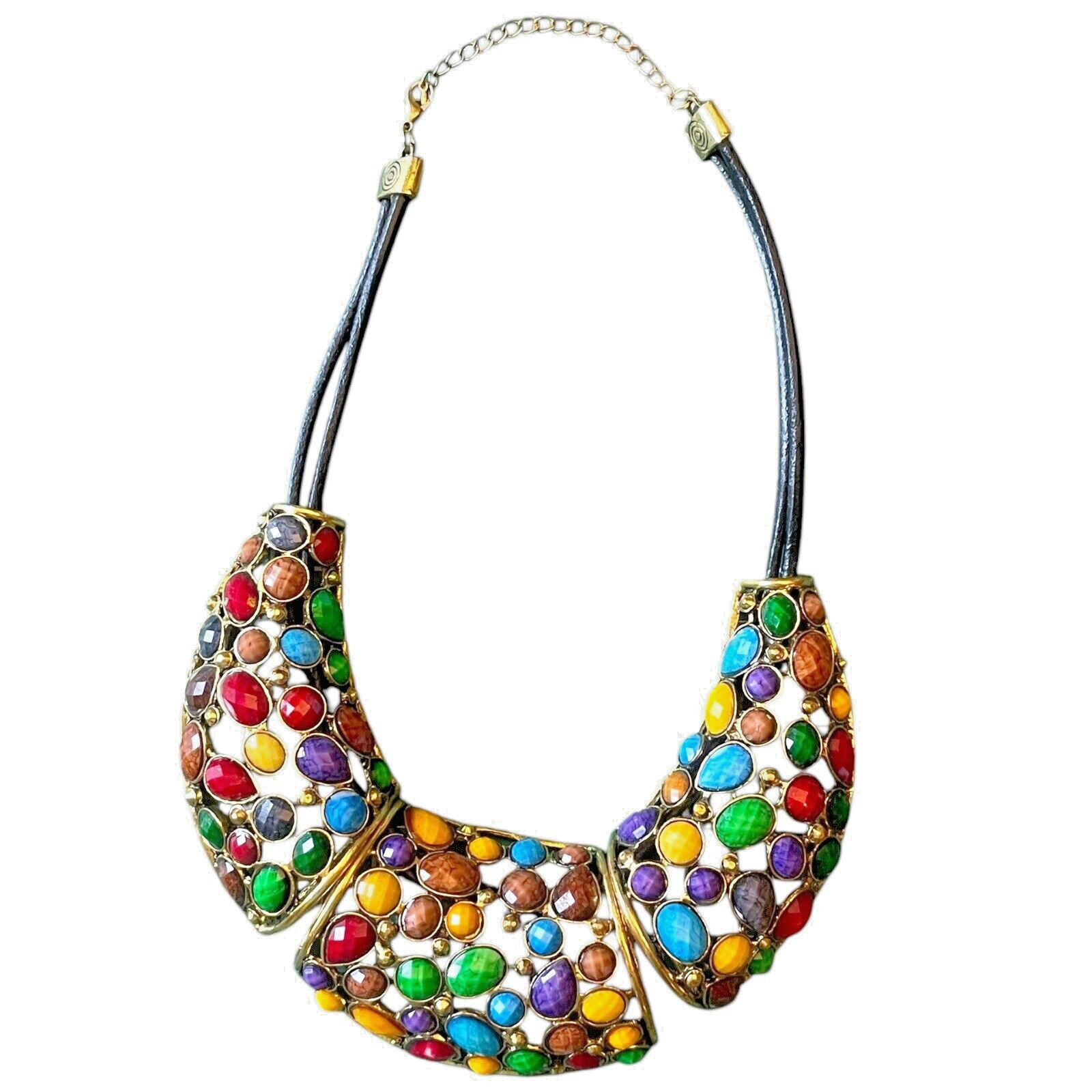 Bold Multicolor Statement Necklace - Vibrant Ston… - image 3