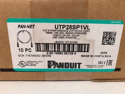 Lot of 9 Panduit UTP28SP1VL Cat 6 Performance UTP Patch Cord Purple New Sealed