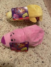 Dos etiquetas originales Flipazoo 2 mascotas en 1 mini felpa sello escarlata y morsa Winnie
