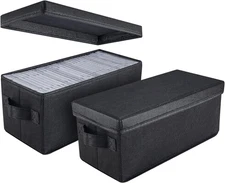 CD Storage Boxes - Pack of 2 CD Case Holder - 13.2" x5.9" x 5.3", Container Hold