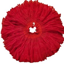 Fantasia OS Crinoline Petticoat Red Tiers Ruffled Vintage Square Dancing Western
