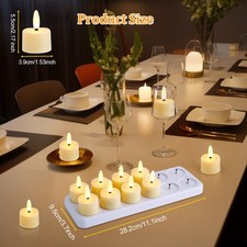 12Pcs Rechargeable Flameless Candles with Remote Control Timer Votive Decorative