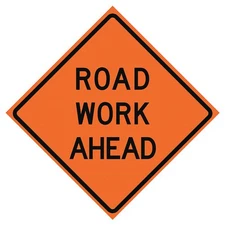 EASTERN METAL SIGNS AND SAFETY 669-C/48-NRVFO-RW Road Work Ahead Traffic Sign,48