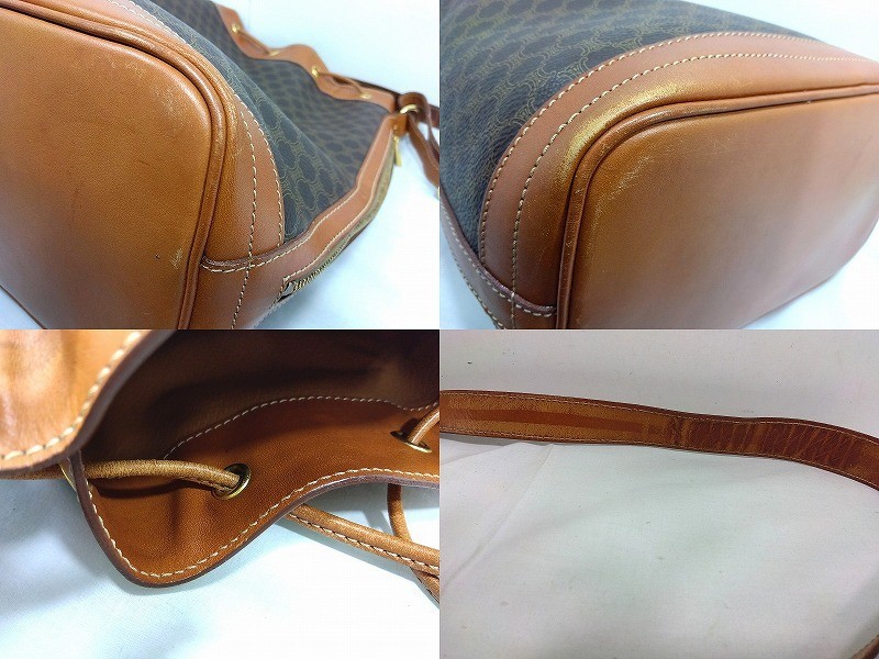 Celine Macadam Pattern Leather Drawstring Shoulde… - image 4