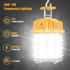 80W LED Temporary Work Light 5000K 11,6000 Lumen Linkable Workshop Jobsite light