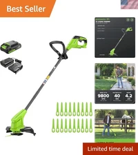 Eco-Friendly 24V Cordless String Trimmer - Compact 10-Inch with 3-