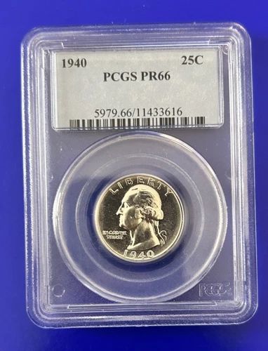 1940 Washington Silver Quarter PCGS Proof 66, absolutely gorgeous, exceptional!