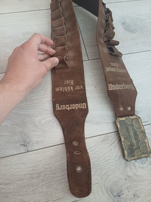 VTG RARE UNDERBERG LEATHER SUEDE GUN BELT BUCKLE BEER BITTER