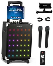 Karaoke Machine for Adults and Kids, 40W Speaker with 8" Woofer, 2 Ebony