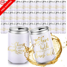 Qinyoung 50 Pcs White Wedding Can Cooler Sleeve Bulk Cooler,
