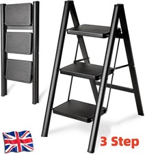 3 Step Ladder Folding Heavy Duty Aluminium Outdoor Indoor Lightweight Step Stool