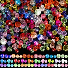 1300PCS Glass Beads for Jewelry Making Colorful Rainbow Craft Crystal Beads A...