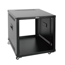 9U Portable Rolling Network Rack, 4-Post Mobile Open Frame Server Rack with W...