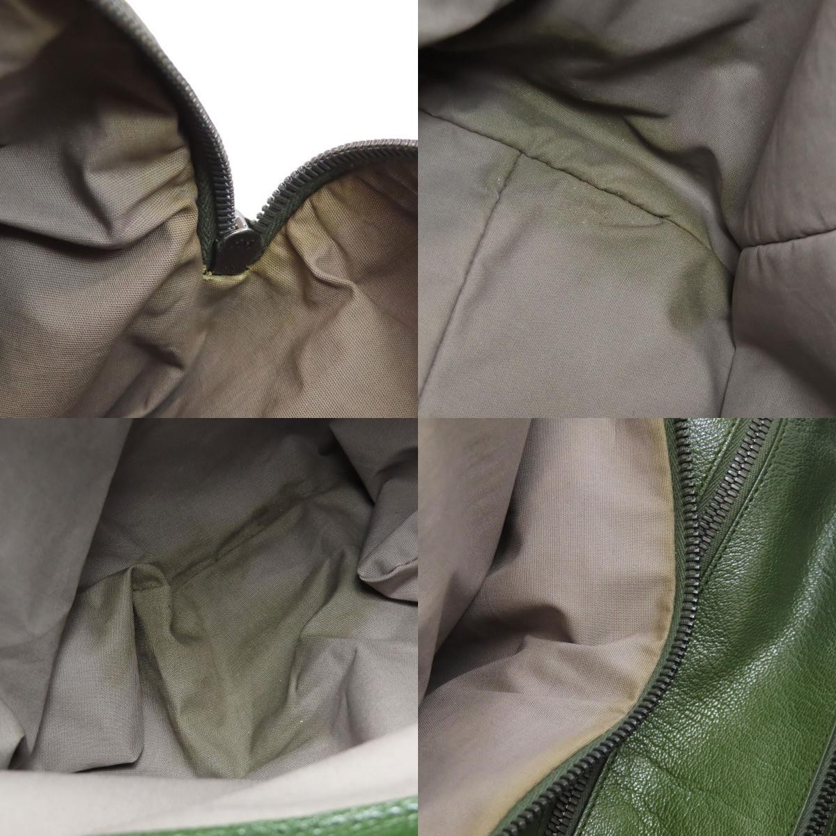 Bottega Veneta Logo Tote Bag Leather Women's Green 12.2x14.6x7.5in condition thumbnail 6